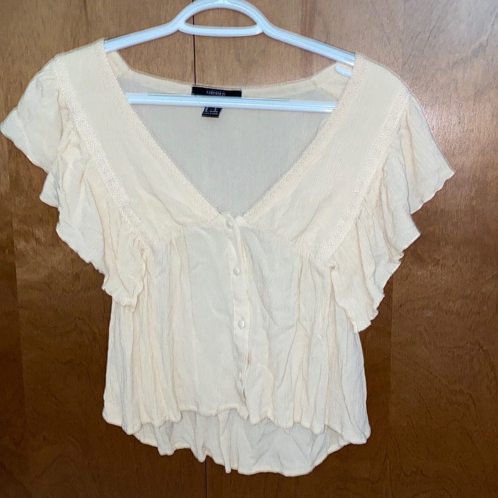 S Ivory Forever 21 Blouse